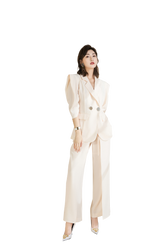 Squared Shoulders Wide Leg Pant Suits - FashionByTeresa